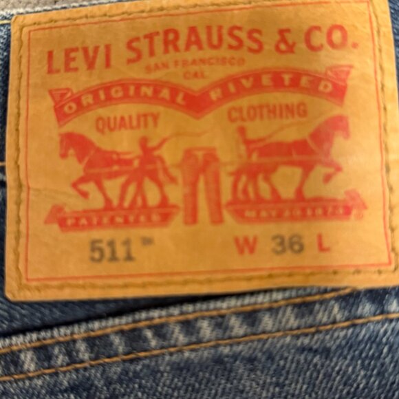 Levis 511 Mens Denim Distressed Jorts Shorts Size 36 - Picture 4 of 7